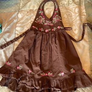 2t spring summer dress ! Brown embroidered flowers